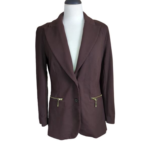 DG2 Diane Gilman Brown 2 Button Blazer Size S - Picture 1 of 3